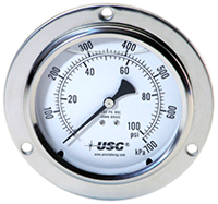 1559 - Center Back Mount Liquid Filled Pressure Gauge