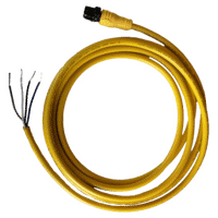 Straight Female 12mm (M12), 4 Pin 22AWG Cable with Yellow PVC Jacket, Other End Terminates in Flying Leads