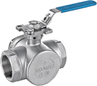 3 Way 316 Stainless Steel Ball Valve Direct Mount #3L66RT-DM