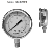 Model LFB Glycerin Filled Industrial Pressure Gauge 