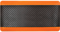 Anti-Fatigue Mats, Diamond, 20" x 38-3/4" x 3/4", Black/Orange, Polyurethane